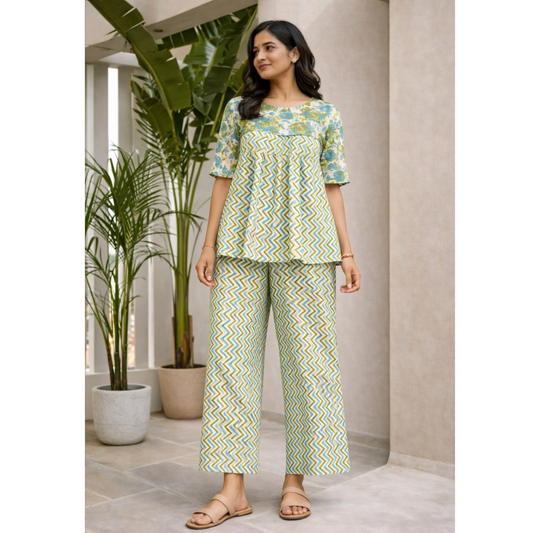 Mint Meadow Floral Cotton Set