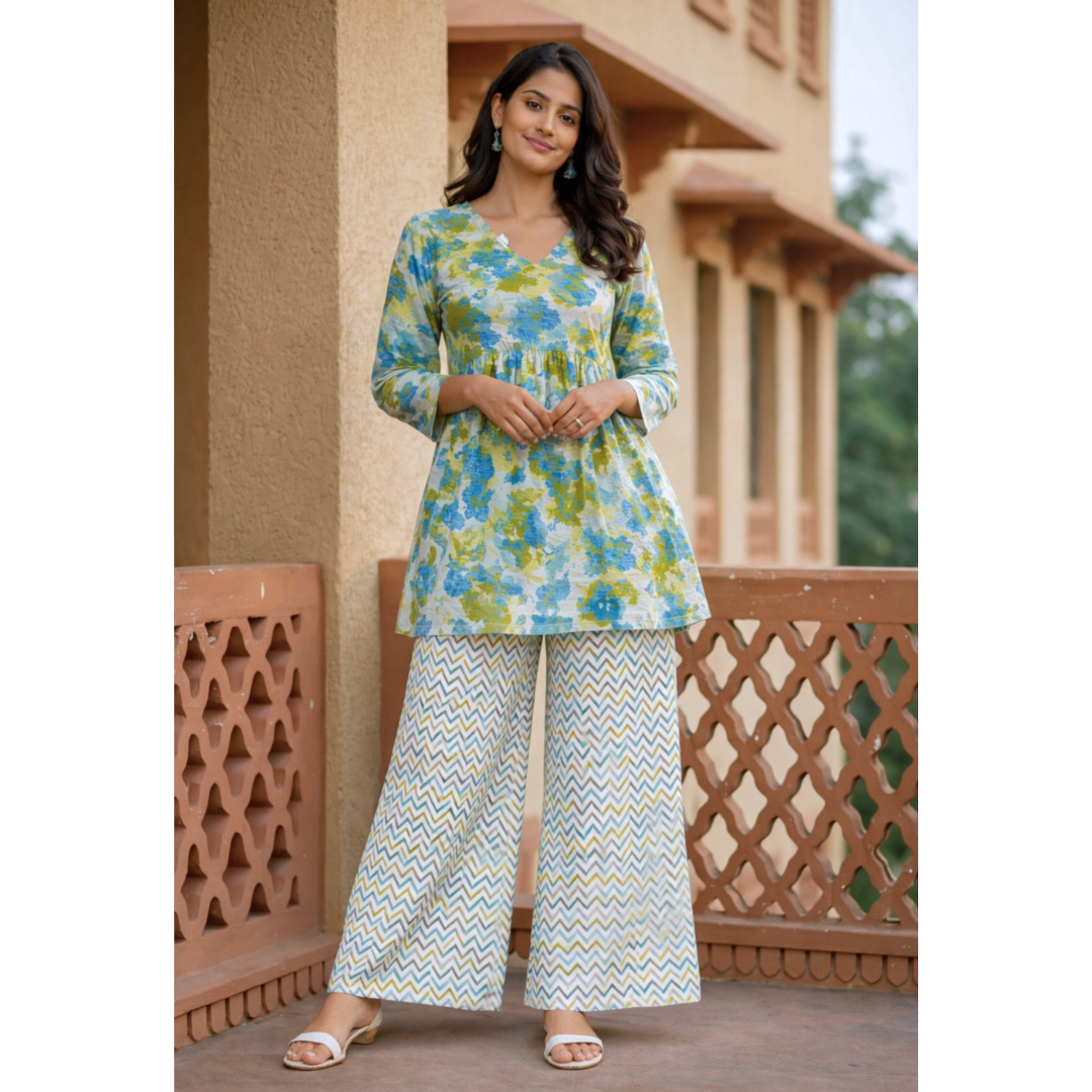 Mint Meadow Floral Cotton Set